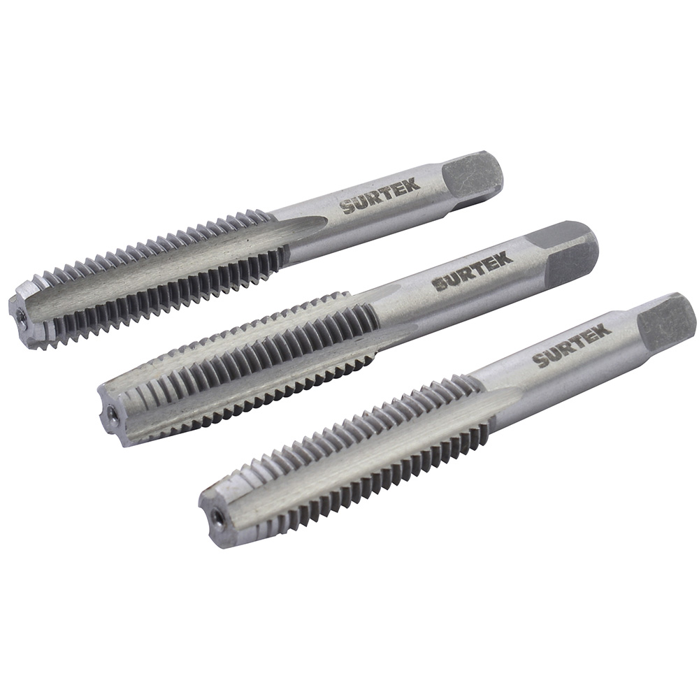 Juego de 3 machuelos de acero de alta velocidad M8 x 1.25 Surtek