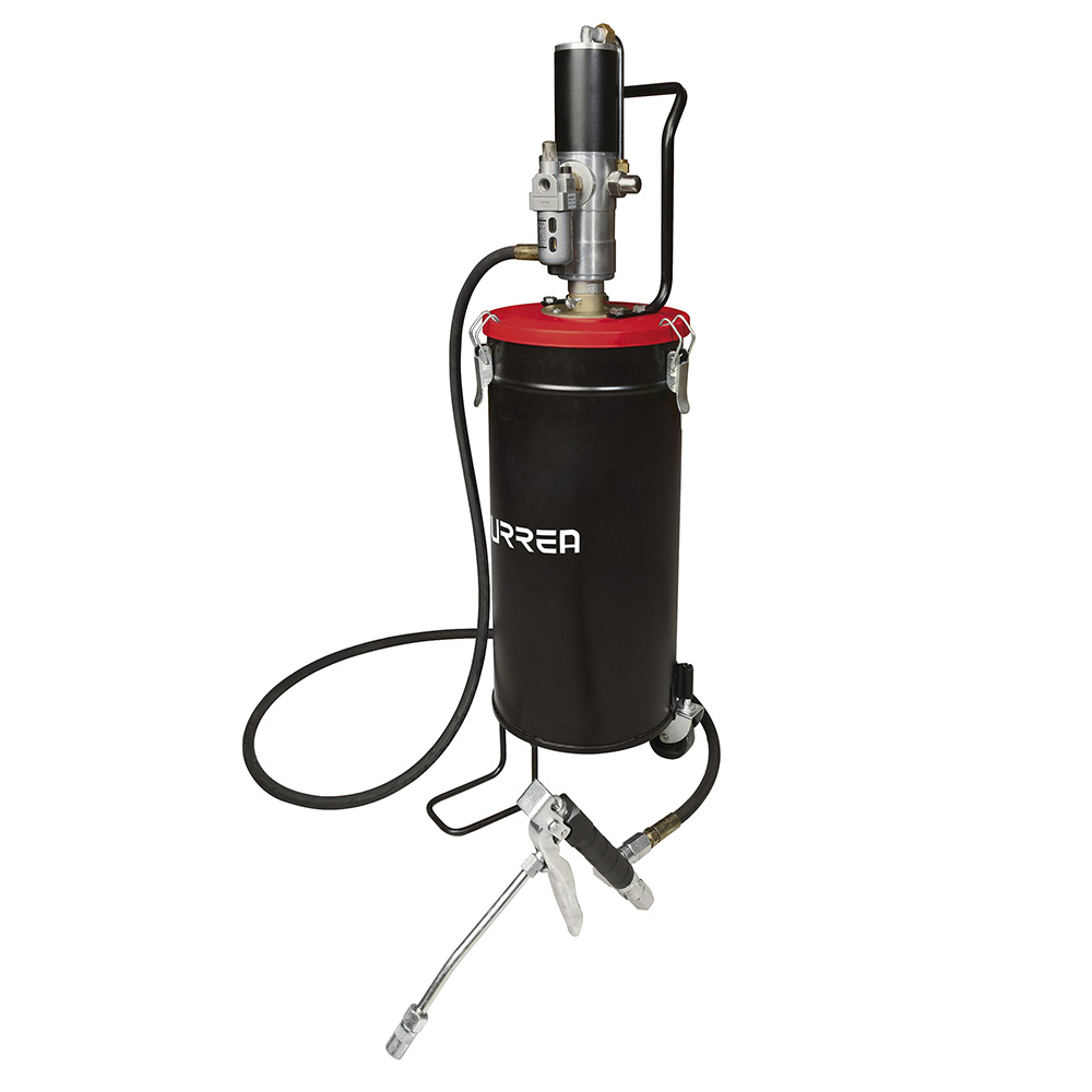 Inyector de grasa con cubeta neumática de 15 kg, 7,500 psi Urrea
