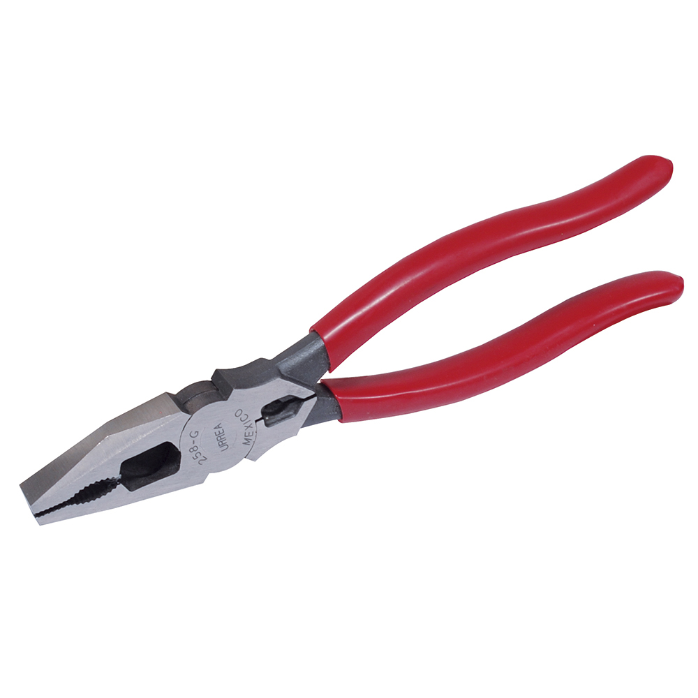 Pinza con mango rubber grip de 8-17/32" universal corte lateral quijadas curvas Urrea