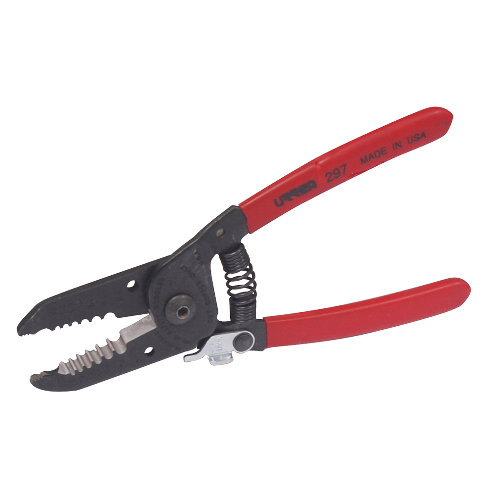 Pinza con mango air cushion pelacable 10-20 AWG de 6-3/4" alta palanca con seguro Urrea