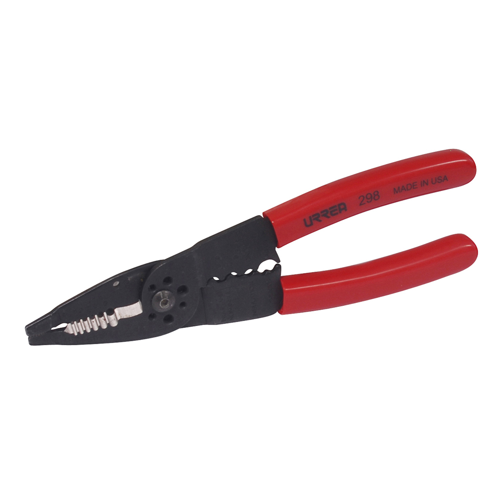 Pinza con mango air cushion pelacable 10-22 AWG de 8-1/4" poncha terminales y corta tornil Urrea