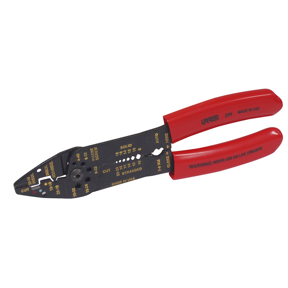 Pinza con mango air cushion pelacable 10-22 AWG de 8-3/4" poncha terminales y corta tornil Urrea