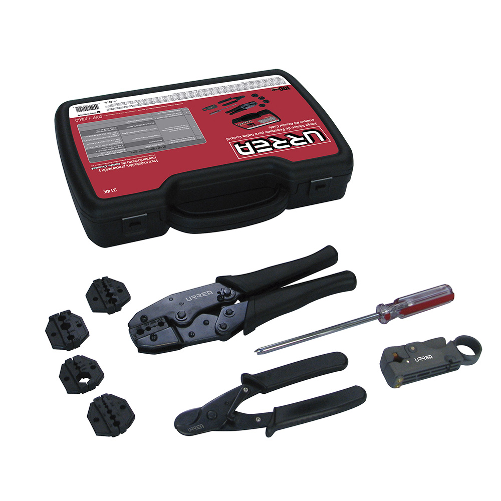 Juego básico para ponchado de cable coaxial 9 piezas Urrea