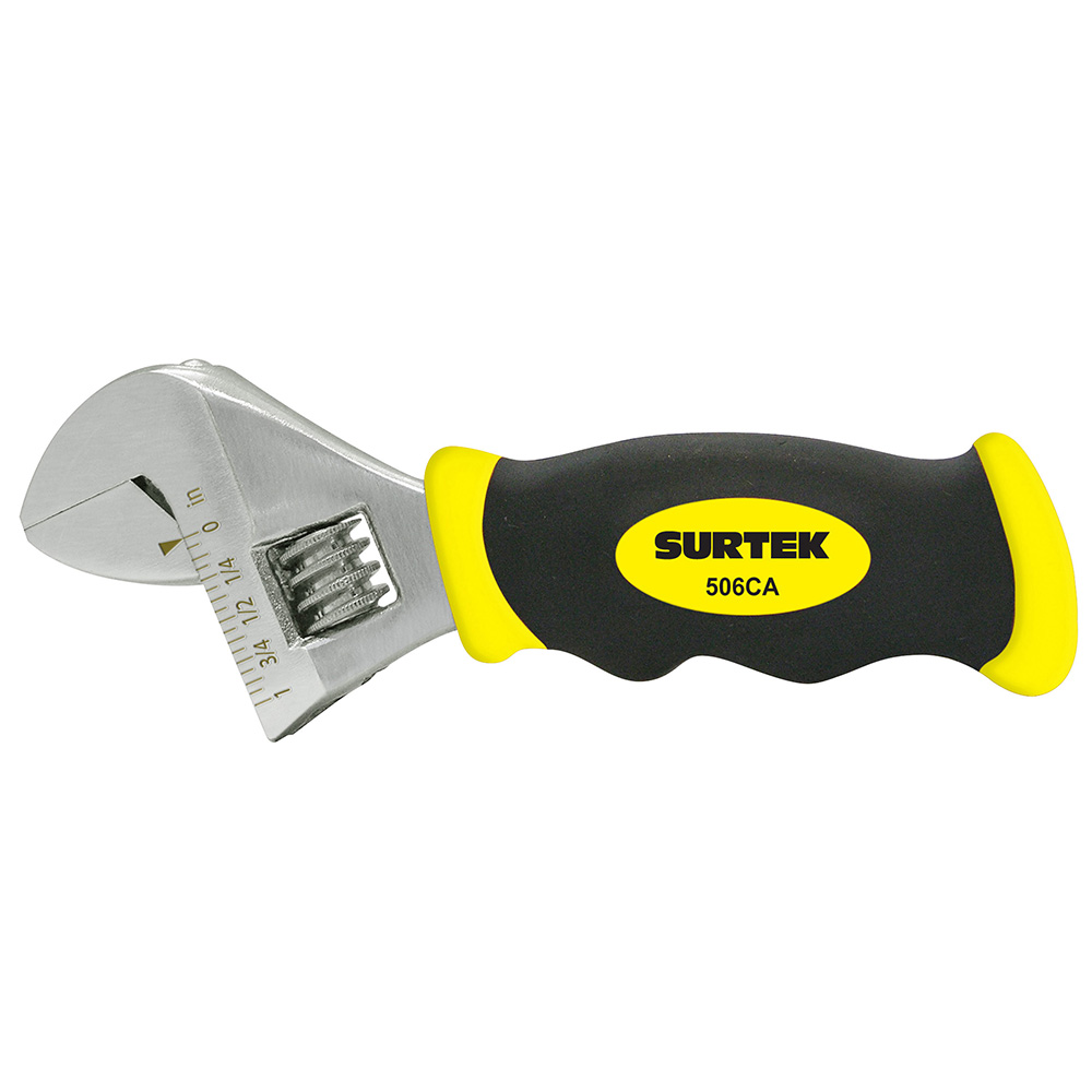 Llave ajustable cromada con mango grip 6" uso pesado Surtek