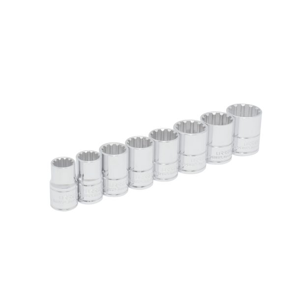Juego de 8 dados Spline cuadro de 1/2", en riel Urrea