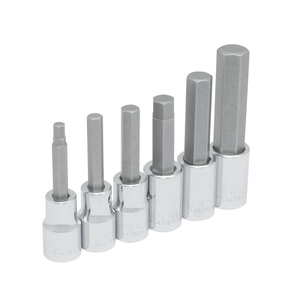 Juego de 6 dados con punta hexagonal métricos cuadro de 1/2", 6 puntas Urrea