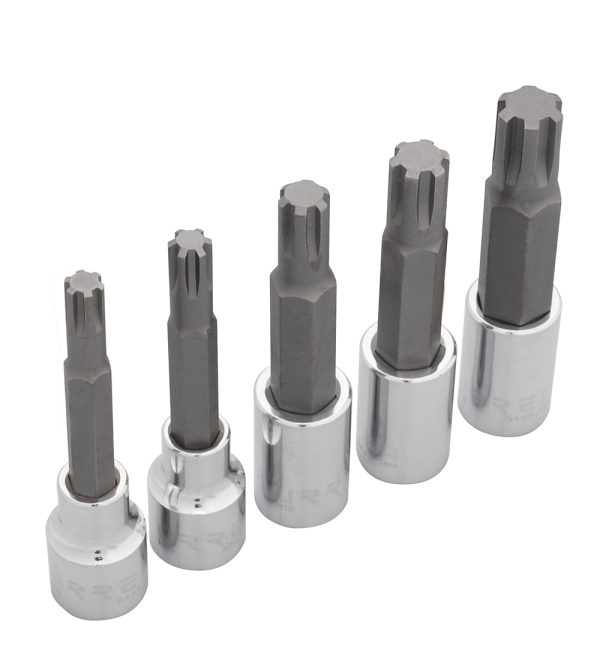 Juego de 5 dados con punta Ribe cuadro de 1/2", en riel Urrea