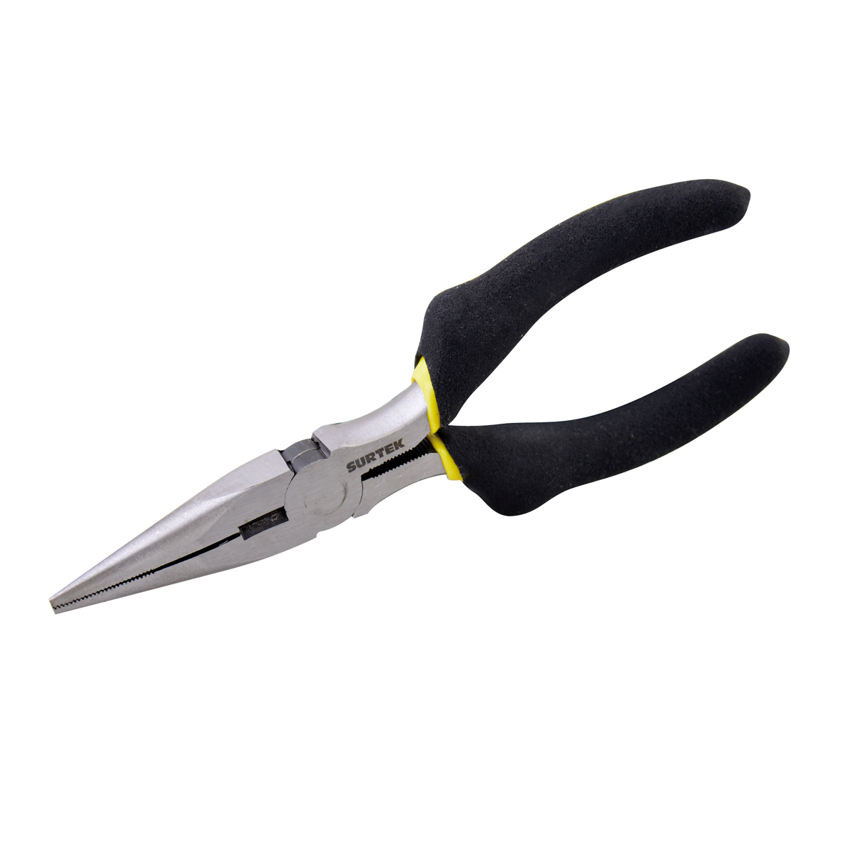 Pinza con mango rubber grip para electricista de 6", punta larga Surtek