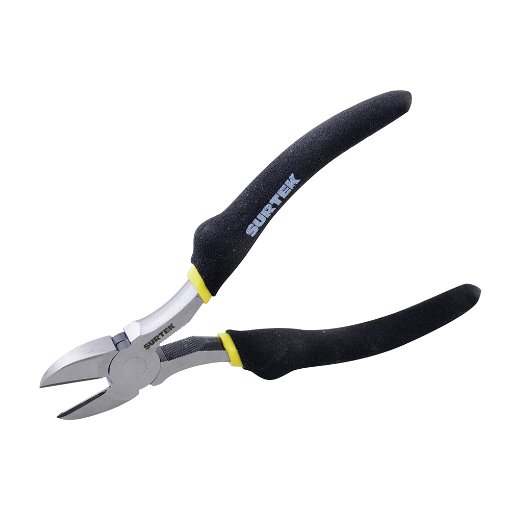Pinza con mango rubber grip para electricista de 5", corte diagonal Surtek