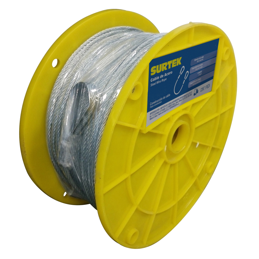 Cable de acero con guardacabo 3/16" x 75 m Surtek