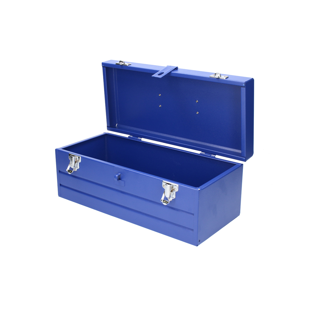 Caja portaherramientas metálica azul con charola 16" x 7" x 6" Foy