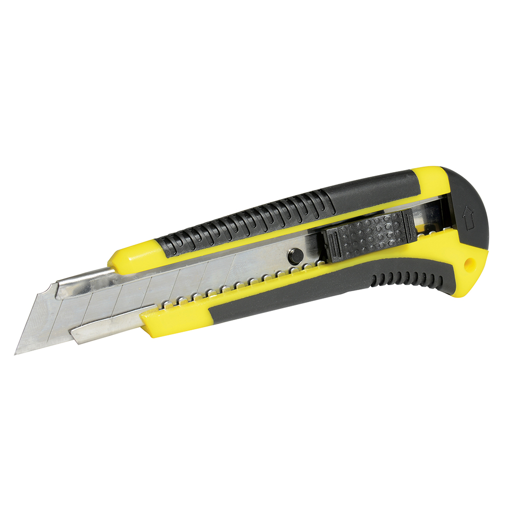 Cutter con cuerpo de plástico recubierto bimaterial de 18 mm, cambio automático de navaja Surtek