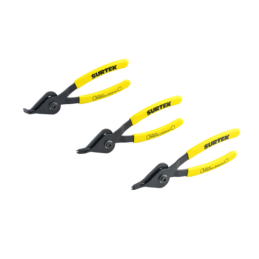 Juego de 3 pinzas para para anillos de retención convertibles Surtek