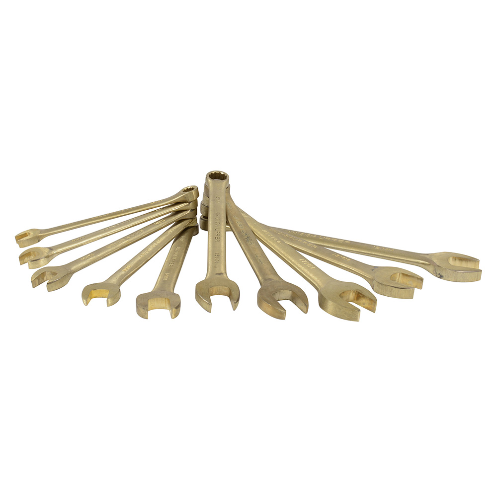 Juego de 10 llaves combinadas de bronce-aluminio antichispa métricas, 12 puntas Urrea